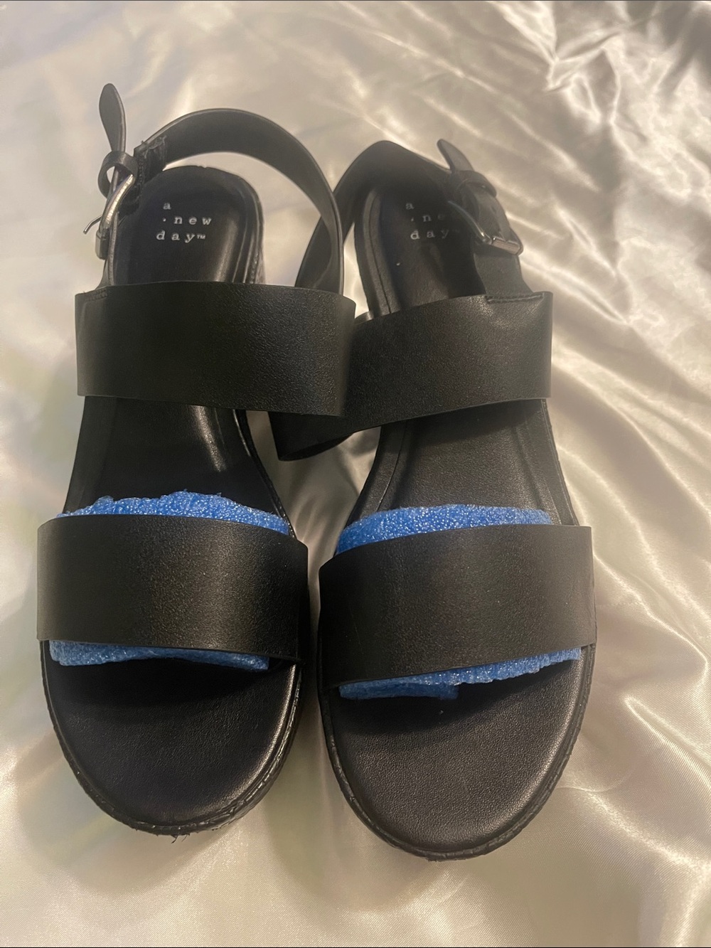 a new day Black Strappy Buckle Sandals